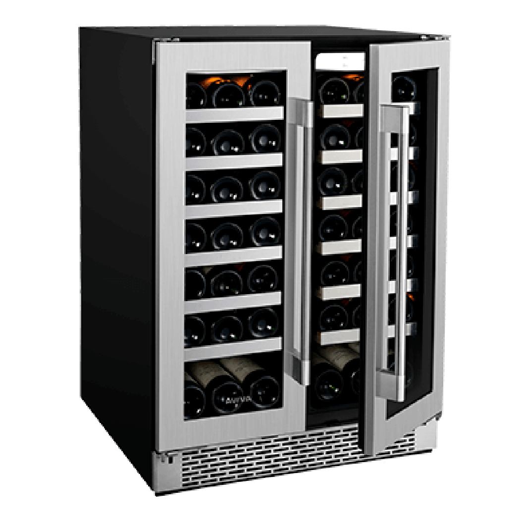 Cellier/Centre de breuvages porte française 24 po, Inox 21 bouteilles & 64 canettes