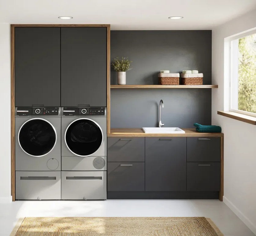 Laveuse compacte 24 po, 2,4 pi³ Acier perlé - Série 800 avec Wi-Fi et 13 cycles