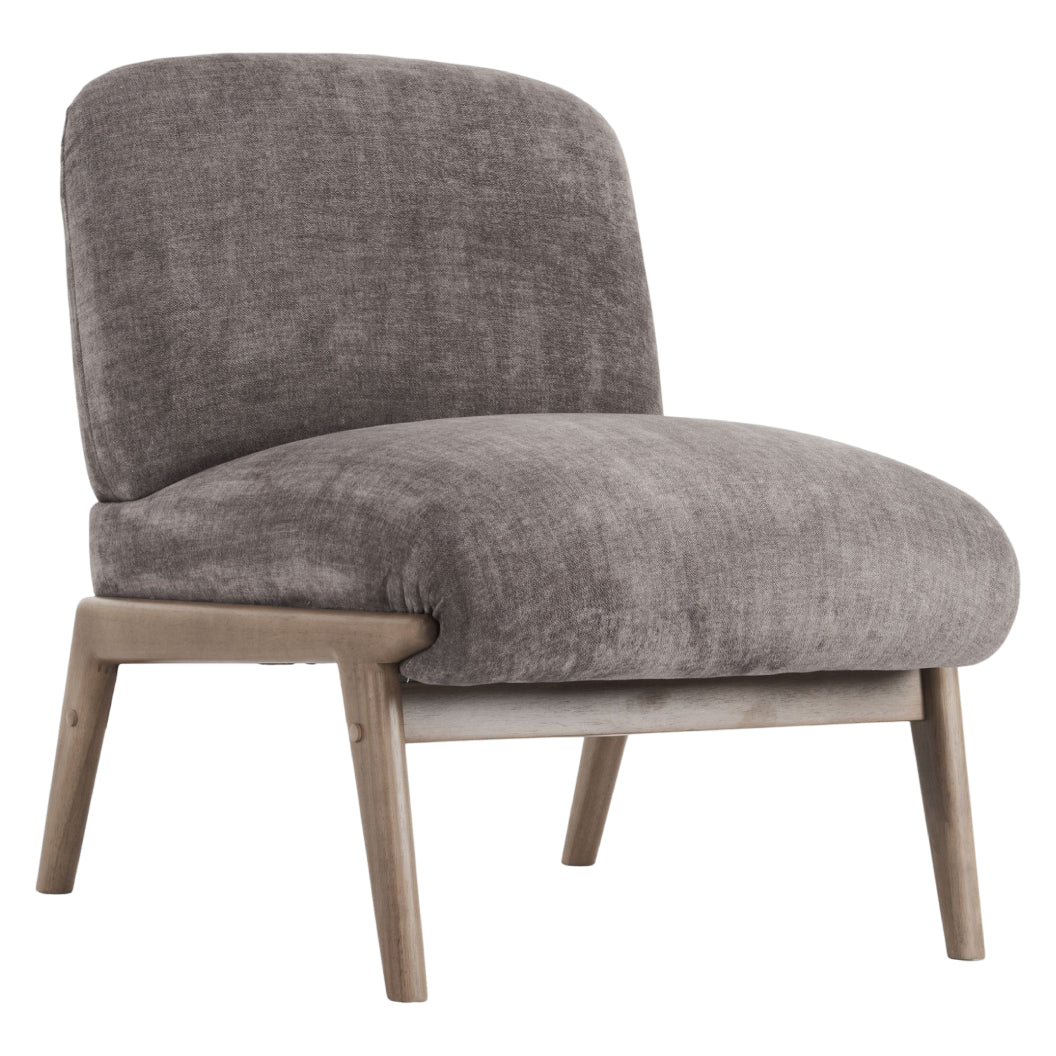 Fauteuil d'appoint en velours et en bois massif - Lisson