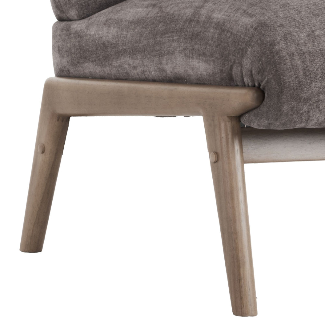 Fauteuil d'appoint en velours et en bois massif - Lisson