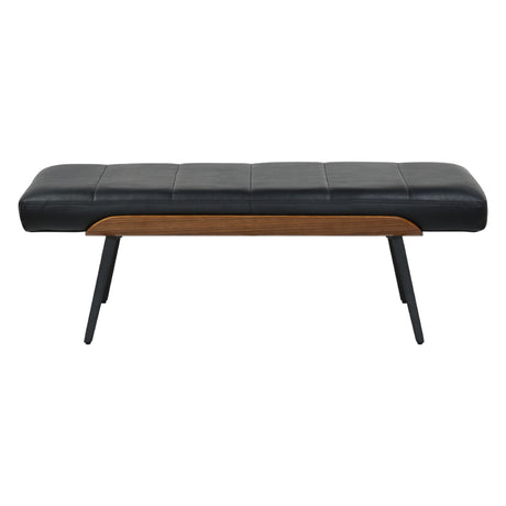 Banc en aspect cuir noir, bois courbé et métal noir - Umber