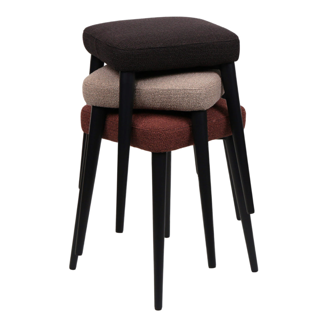 Tabouret de comptoir rembourré en tissu et métal noir - Midi