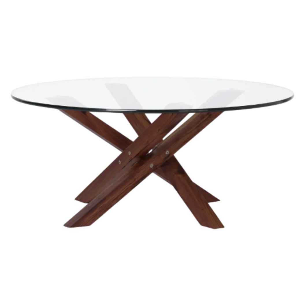 Table basse en verre trempé et en bois de frêne moka - Iso