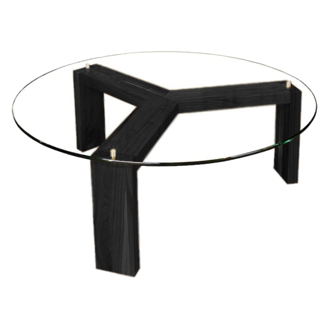 Table basse en verre trempé et bois de frêne noir - Prague