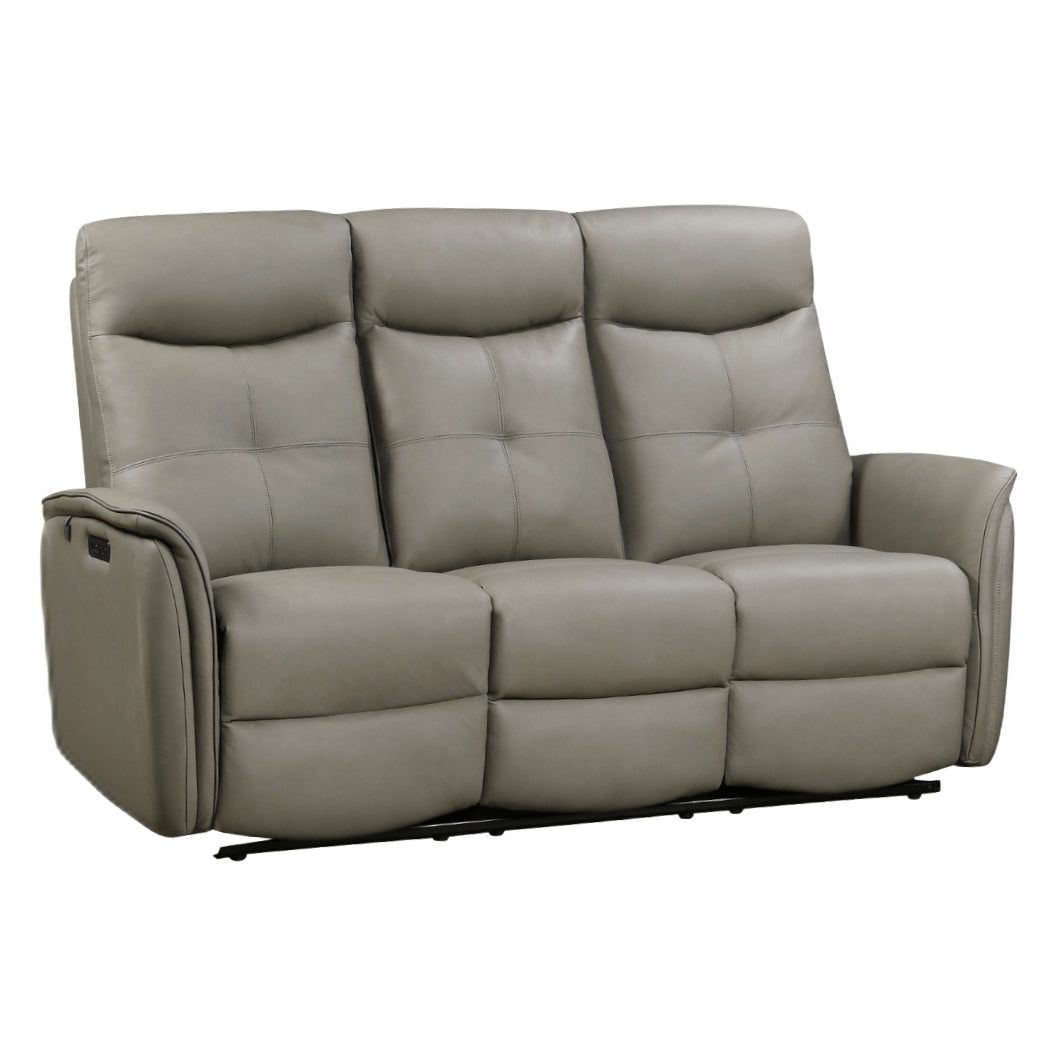 Sofa inclinable motorisé en cuir et en tissu avec table rabattable - Oslo