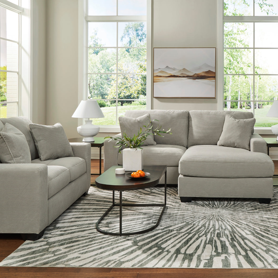 Sofa en tissu gris pâle avec chaise longue - Greenbriar