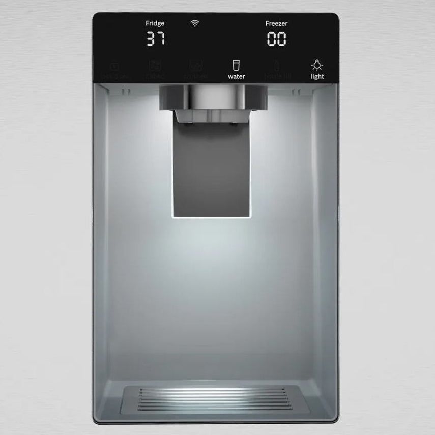 Réfrigérateur à portes françaises 36 po, 26 pi³ 3 portes Inox avec Distributeur d'eau externe et Wi-Fi - Série 500