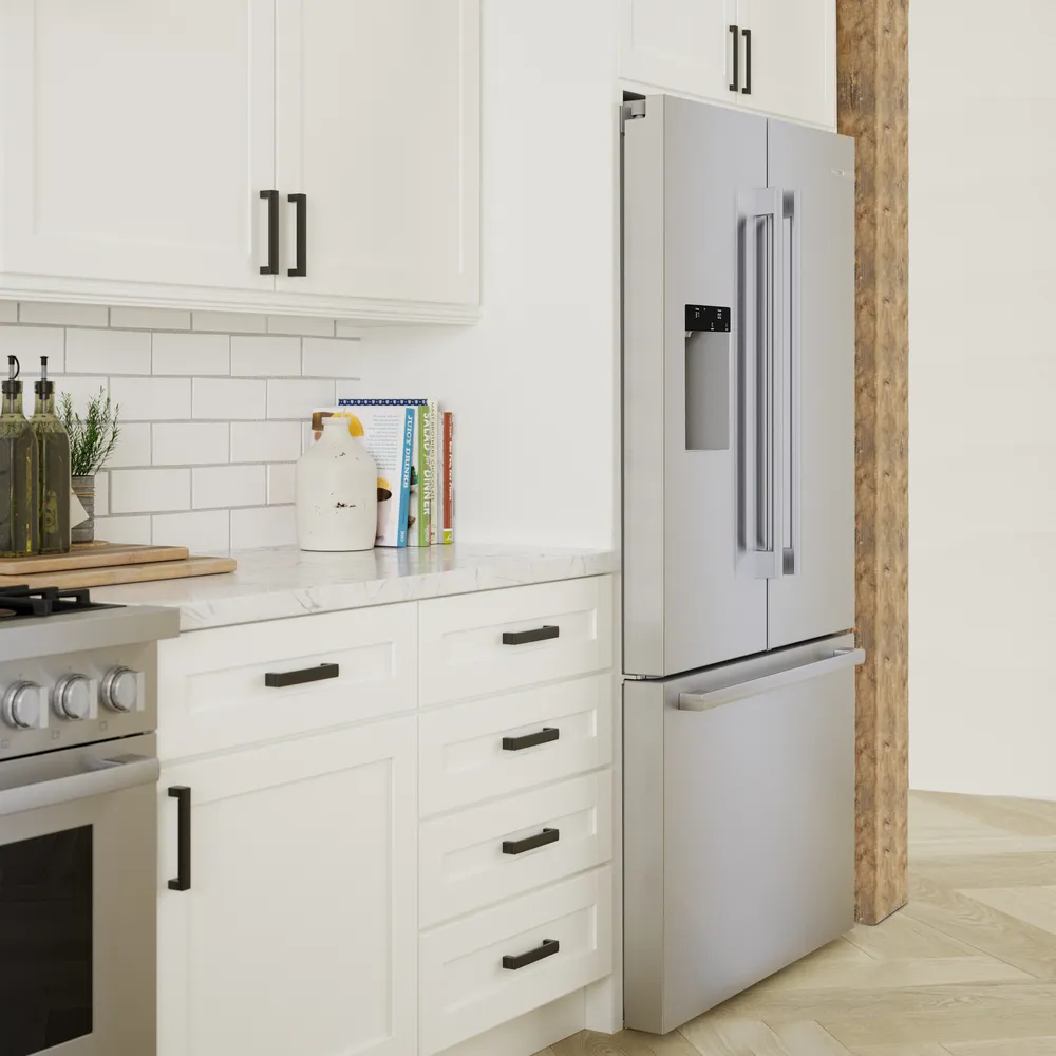 Régrigérateur porte française 36 po, 21,6 pi³ Inox 3 portes - Série 500 avec distributeur d'eau et machine à glaçons