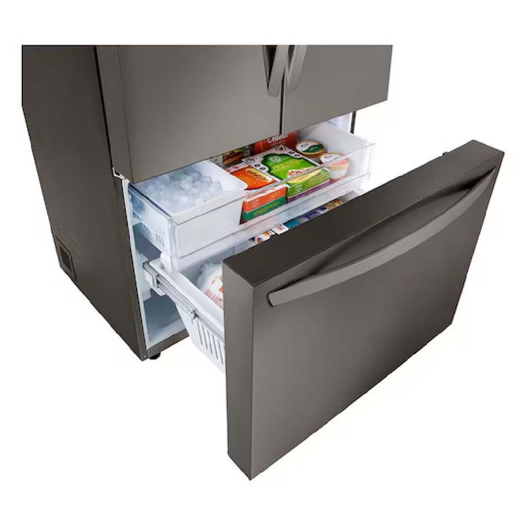 Réfrigérateur porte française à profondeur comptoir 36 po, 27 pi³ 3 portes Inox noir