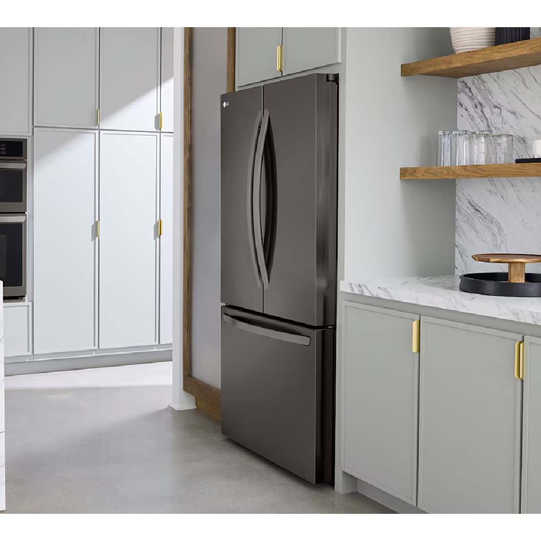 Réfrigérateur porte française à profondeur comptoir 36 po, 27 pi³ 3 portes Inox noir