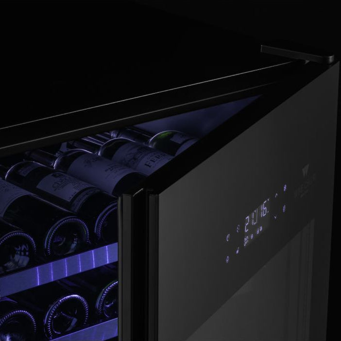 Cellier à vin 24 po, 89 bouteilles Noir à 2 zones avec Connectivité Wi-Fi - Série Black Pearl