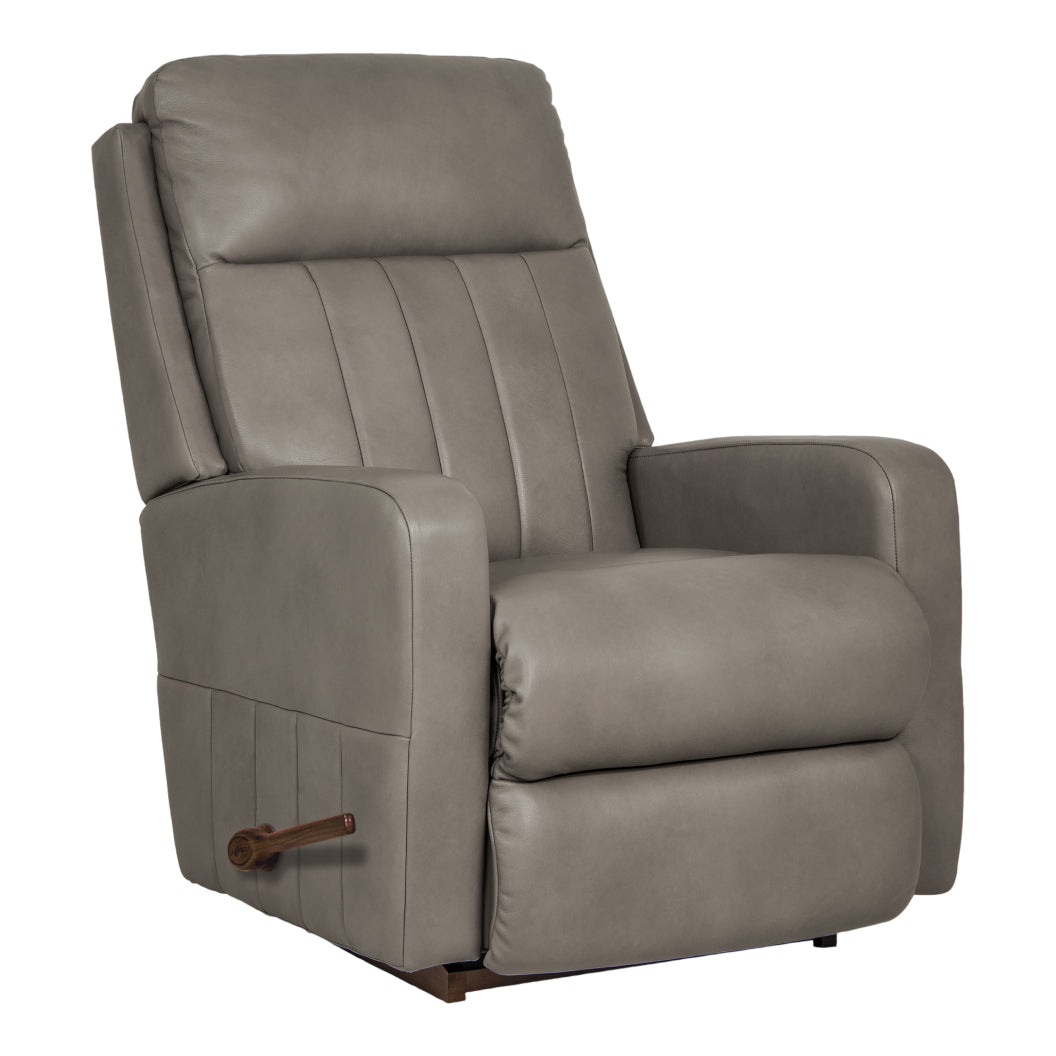 Fauteuil berçant et inclinable en cuir gris - Finley