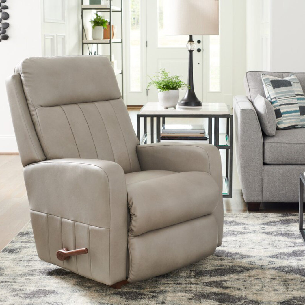 Fauteuil berçant et inclinable en cuir gris - Finley
