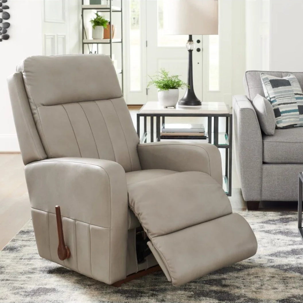 Fauteuil berçant et inclinable en cuir gris - Finley