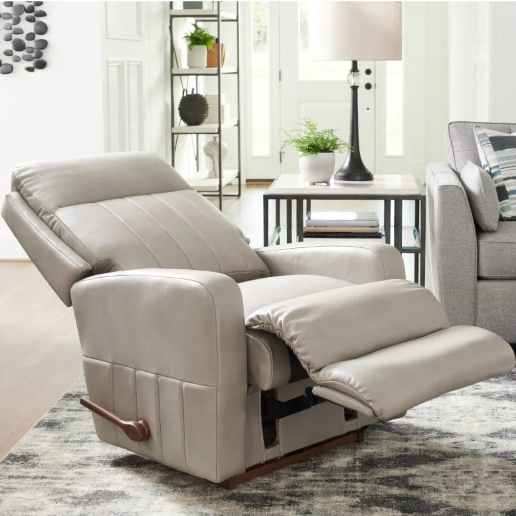 Fauteuil berçant et inclinable en cuir gris - Finley