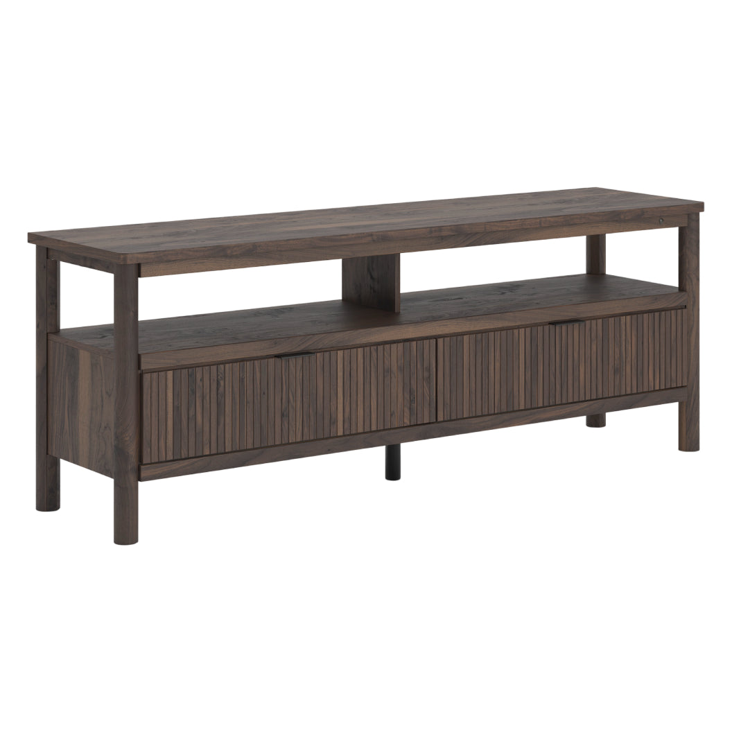 Meuble de télévision XL en bois/placage brun avec 2 tiroirs - Cadmori