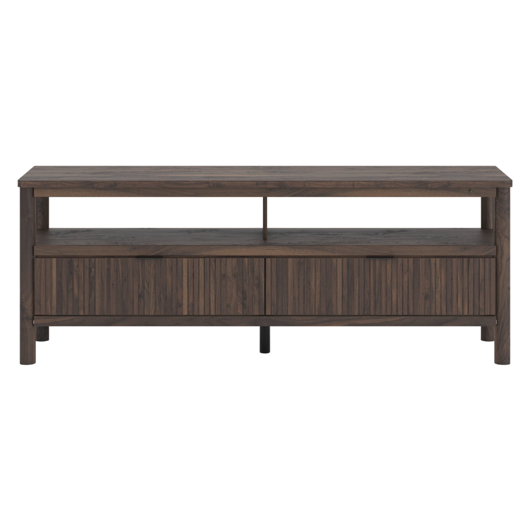 Meuble de télévision XL en bois/placage brun avec 2 tiroirs - Cadmori