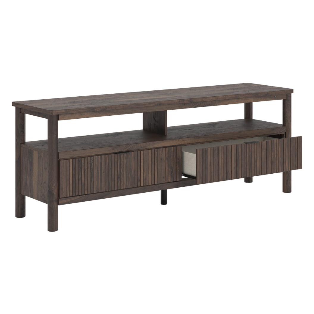 Meuble de télévision XL en bois/placage brun avec 2 tiroirs - Cadmori