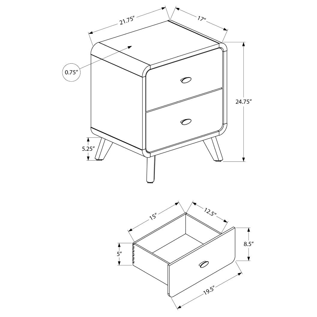 Table de chevet à 2 tiroirs en bois/MDF brun noyer - I 5233