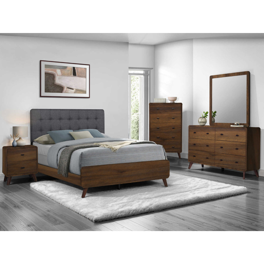 Commode à 5 tiroirs en bois/MDF brun noyer - I 5234