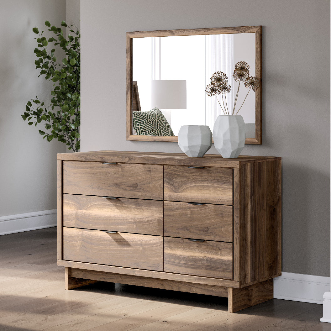 Bureau à 6 tiroirs en bois/MDF brun noyer - Chirason