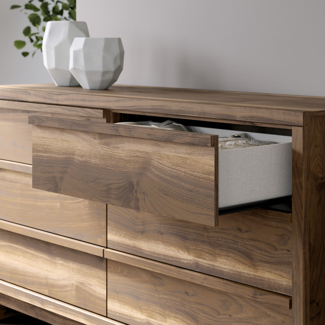 Bureau à 6 tiroirs en bois/MDF brun noyer - Chirason