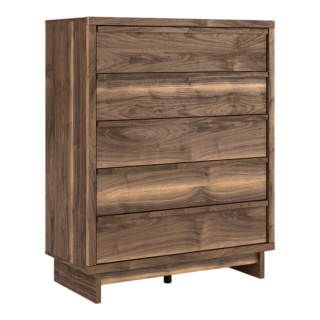 Commode à 5 tiroirs en bois/MDF brun noyer - Chirason