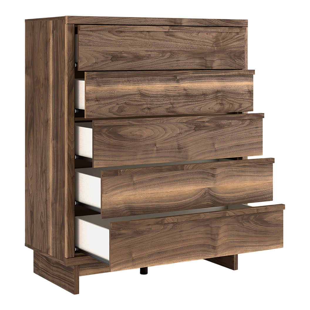 Commode à 5 tiroirs en bois/MDF brun noyer - Chirason