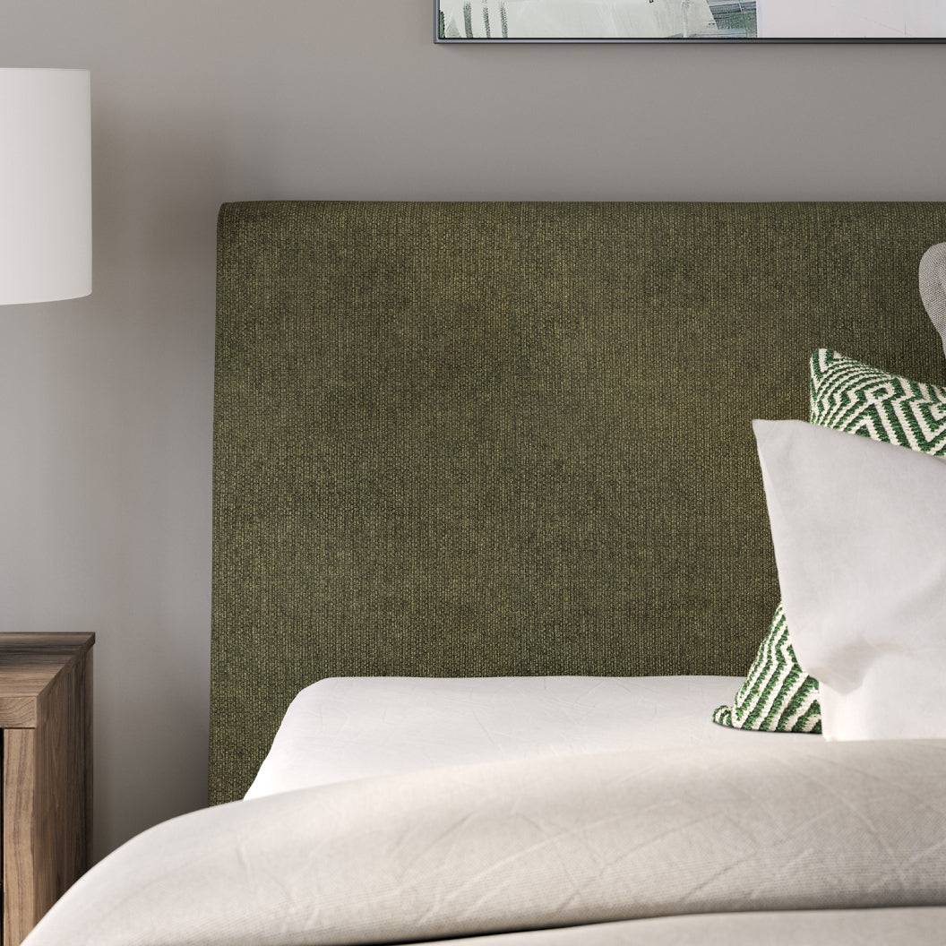 Lit complet rembourré en tissu vert sauge à profil bas Double / Grand / Très grand - Chirason