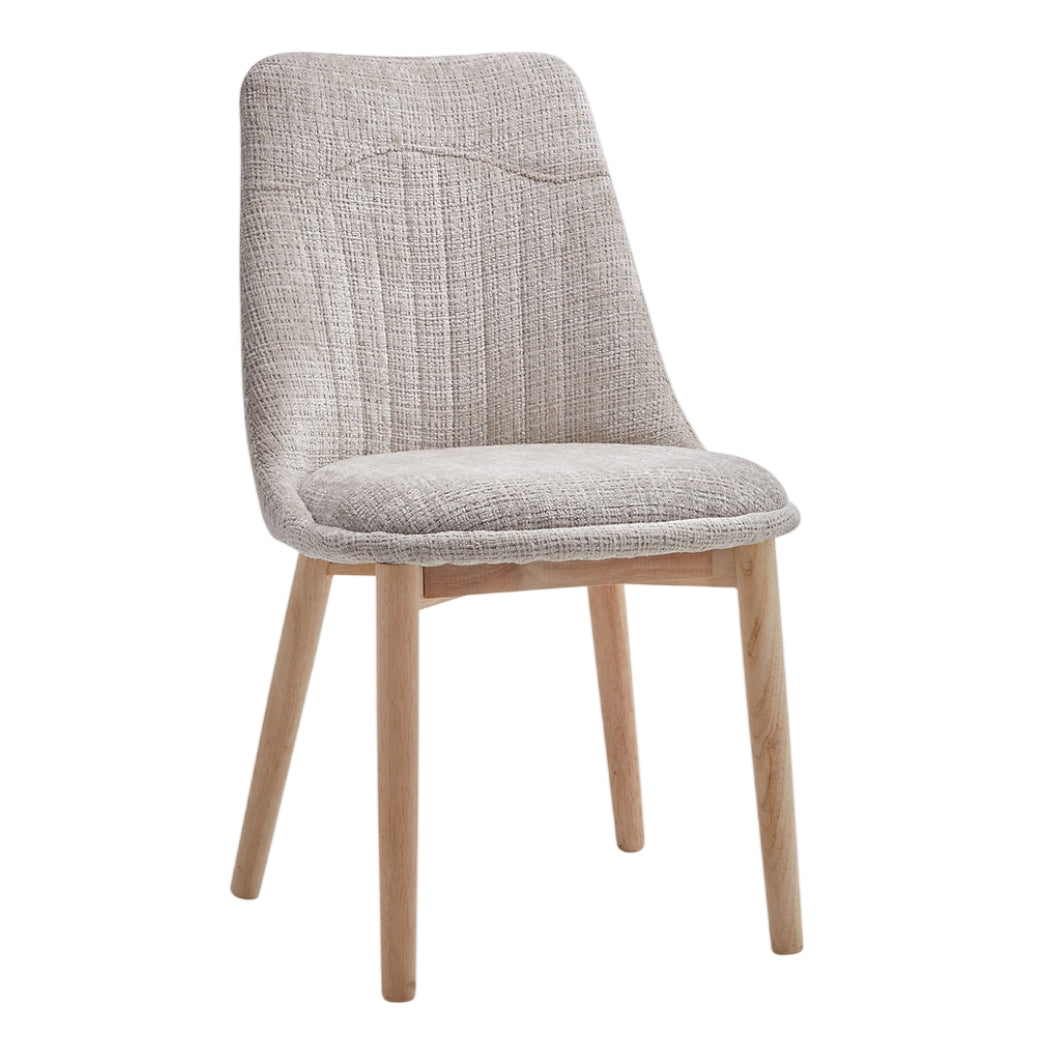 Chaise de salle à manger rembourrée en tissu cremone hydrofuge crème - Valencia