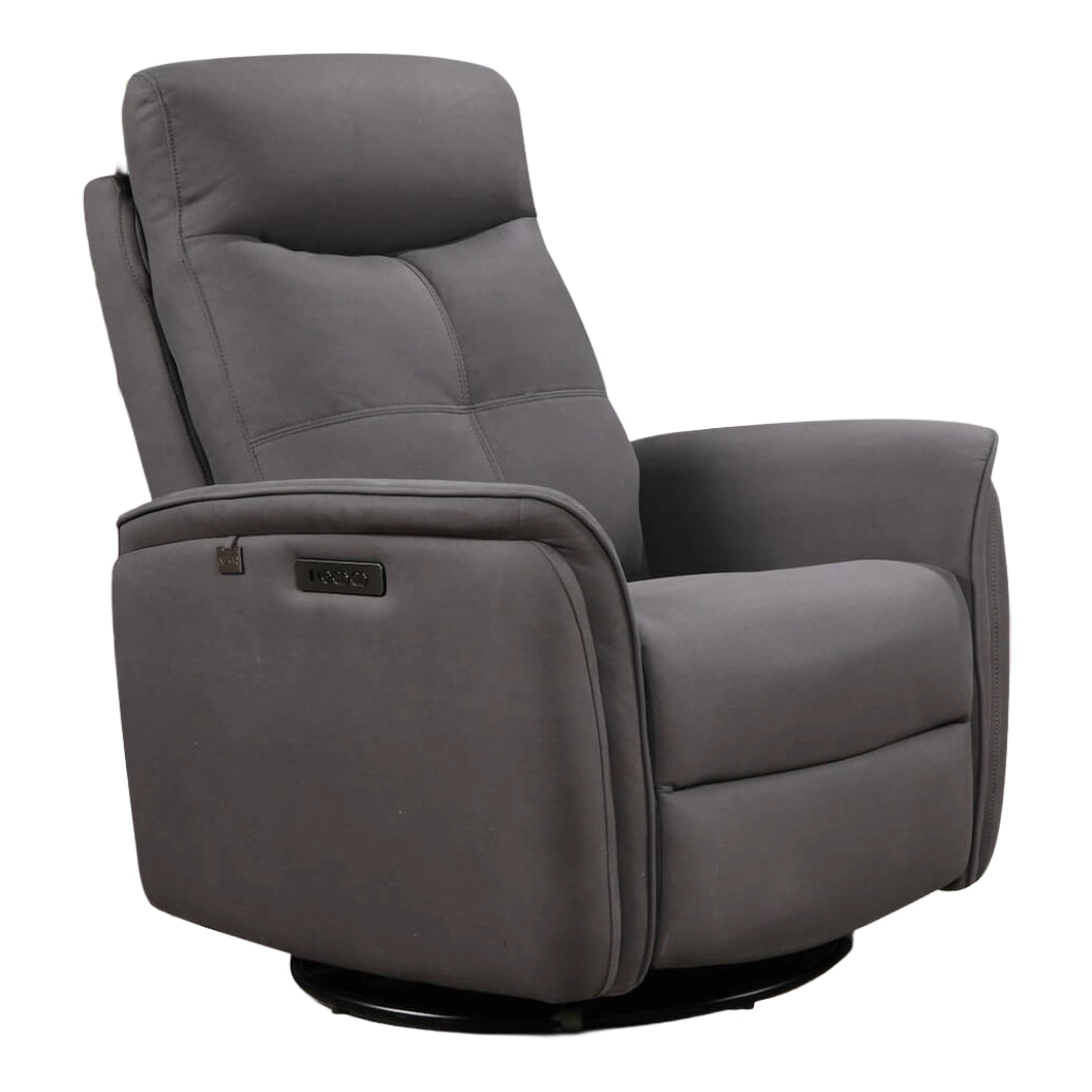 Fauteuil berçant, pivotant et inclinable motorisé en tissu gris foncé - Oslo