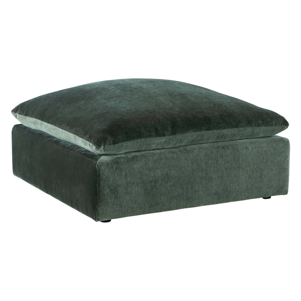 Ottoman surdimensionné en tissu vert jade - Carriage View
