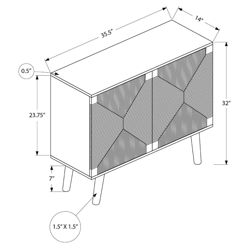 Meuble console en bois/MDF noyer clair avec 2 portes en jonc de mer - I 2729