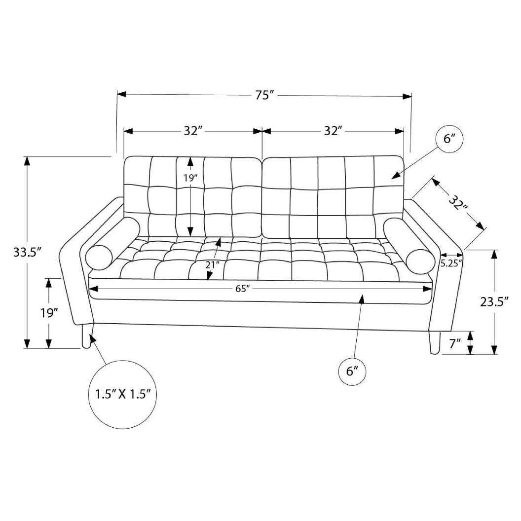 Sofa condo aspect cuir ou en tissu avec 2 coussins - 8J13A95-8J13L17