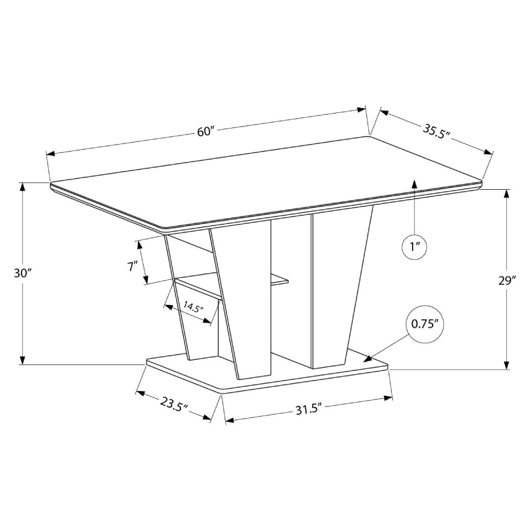 Table de salle à manger rectangulaire en pierre frittée blanche - I 1128