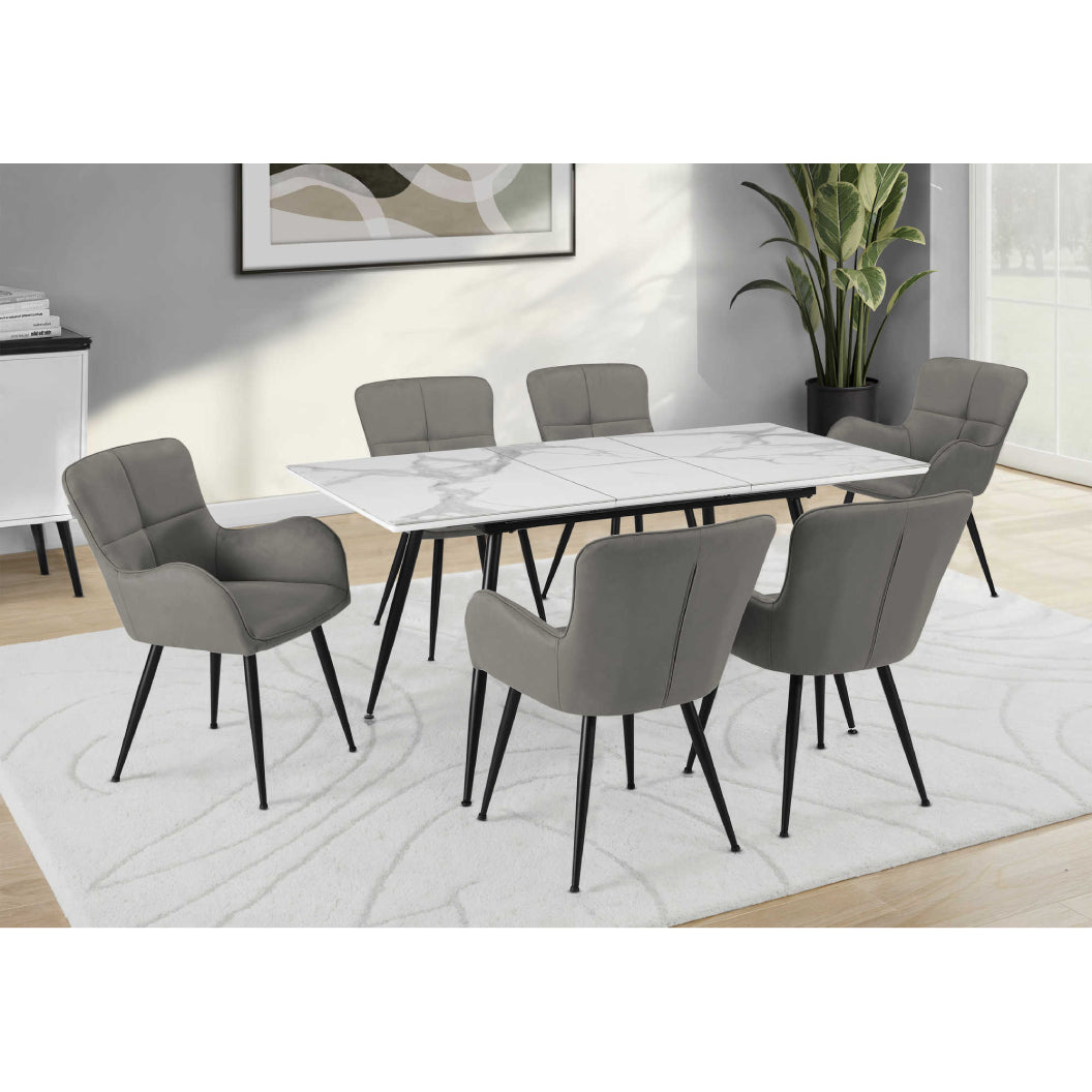 Table de salle à manger extensible en pierre frittée et métal - I 1132-1133