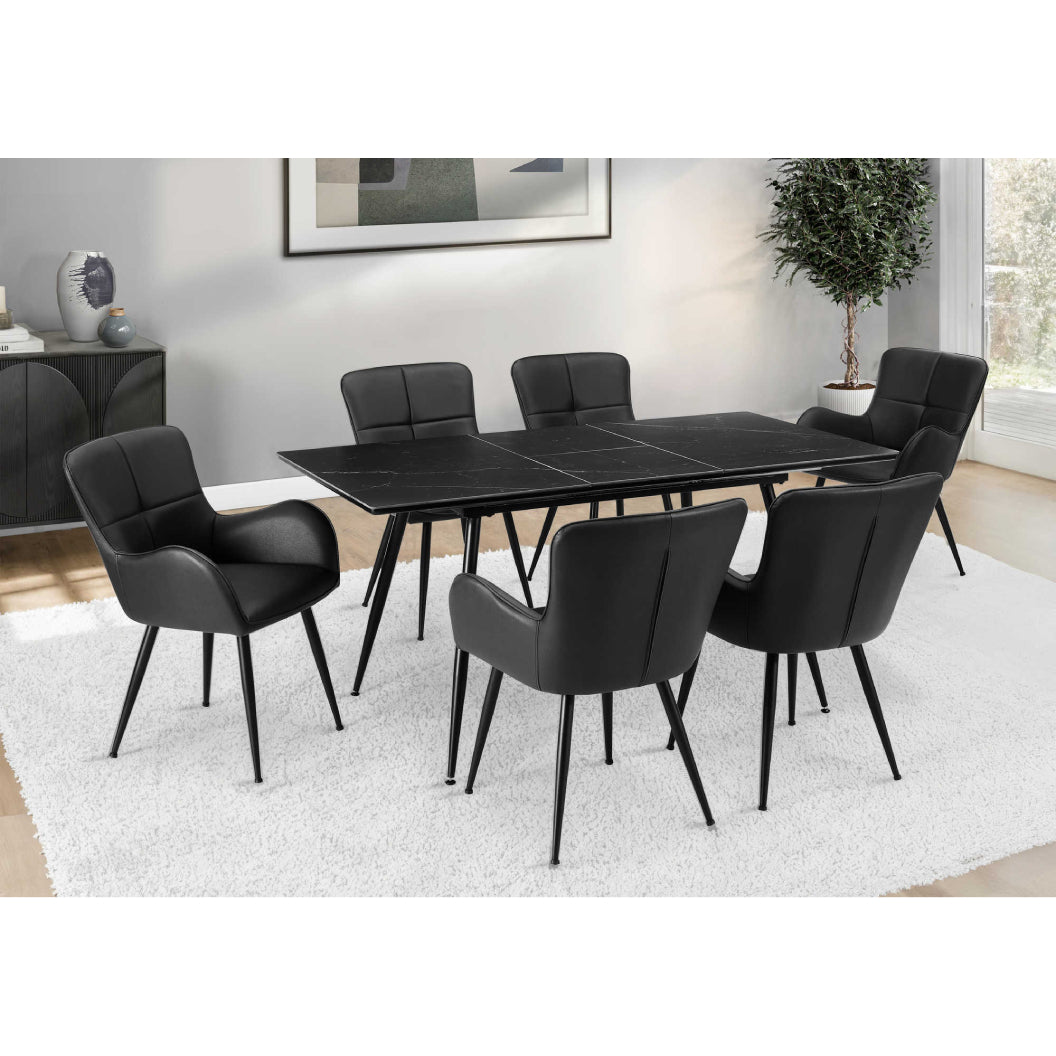 Table de salle à manger extensible en pierre frittée et métal - I 1132-1133