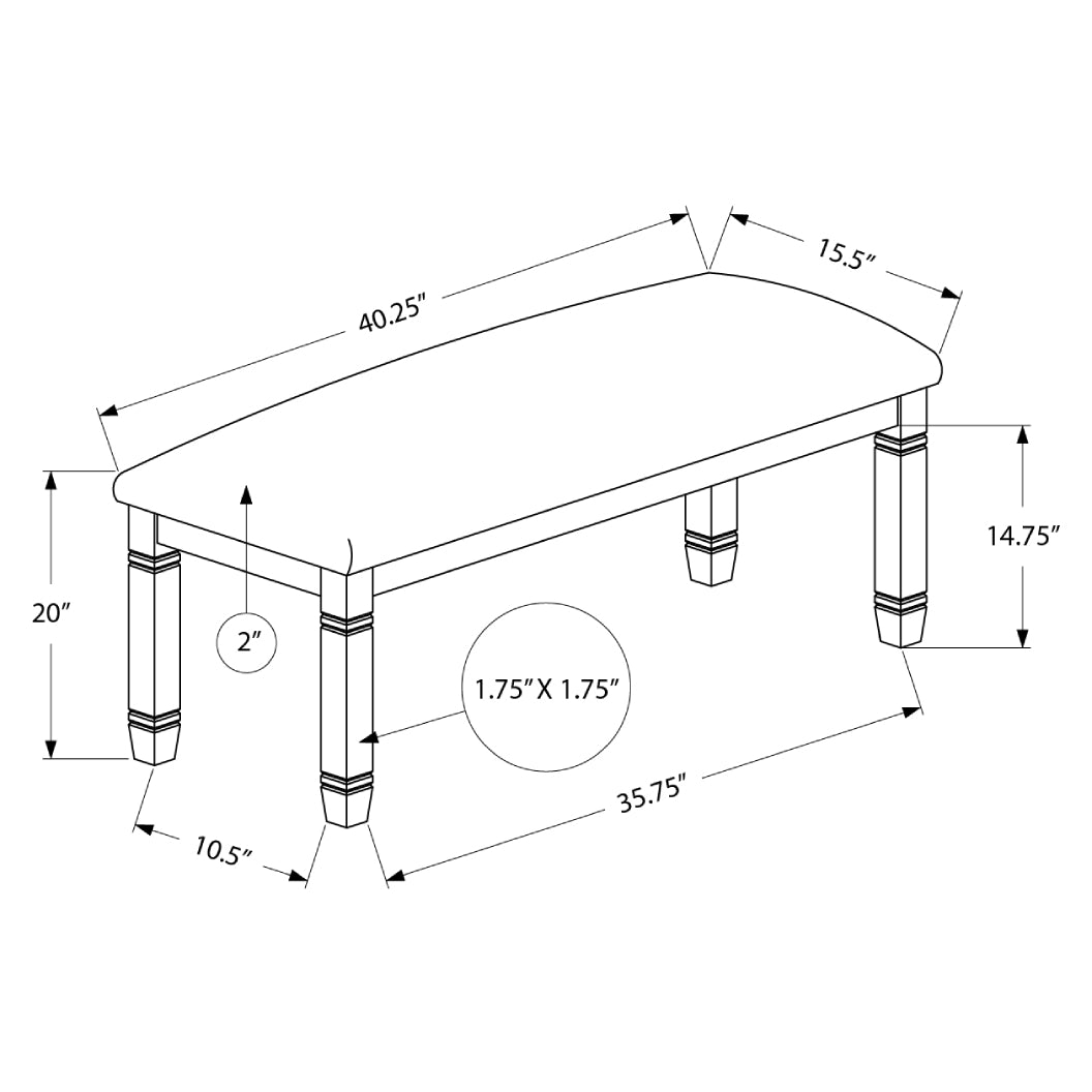 Banc de salle à manger rembourré en tissu gris - I 1257
