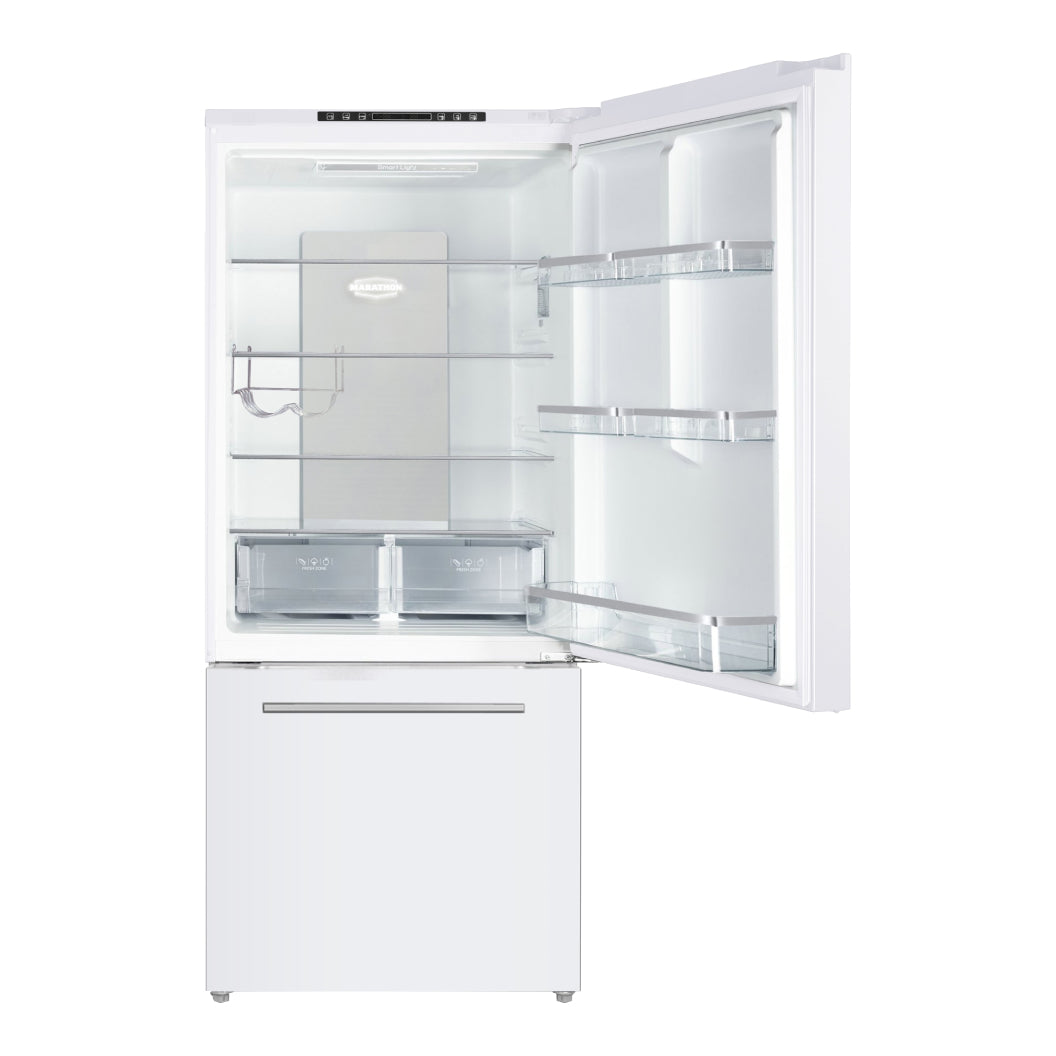 Réfrigérateur à congélateur inférieur 30 po, 18 pi³ Blanc ou Inox avec technologie Inverter