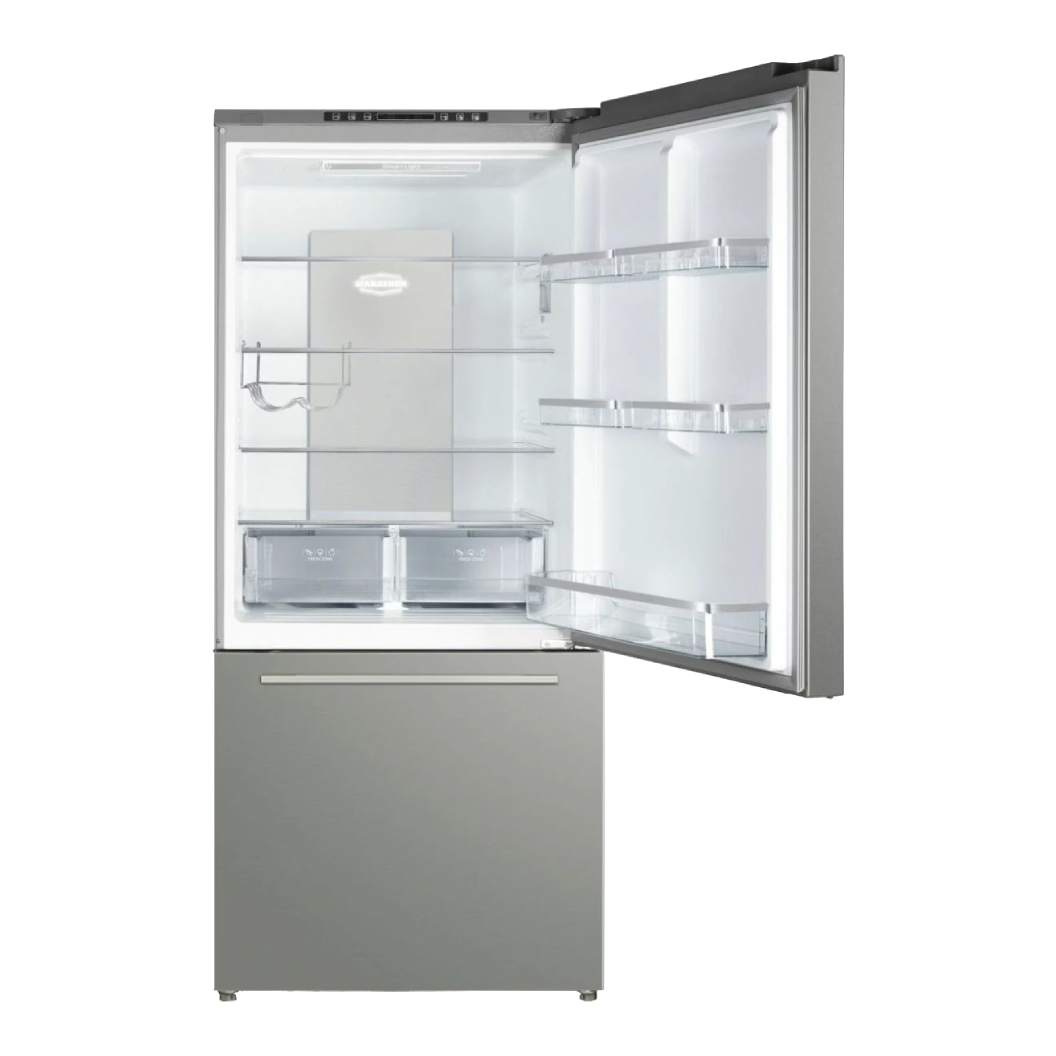 Réfrigérateur à congélateur inférieur 30 po, 18 pi³ Blanc ou Inox avec technologie Inverter