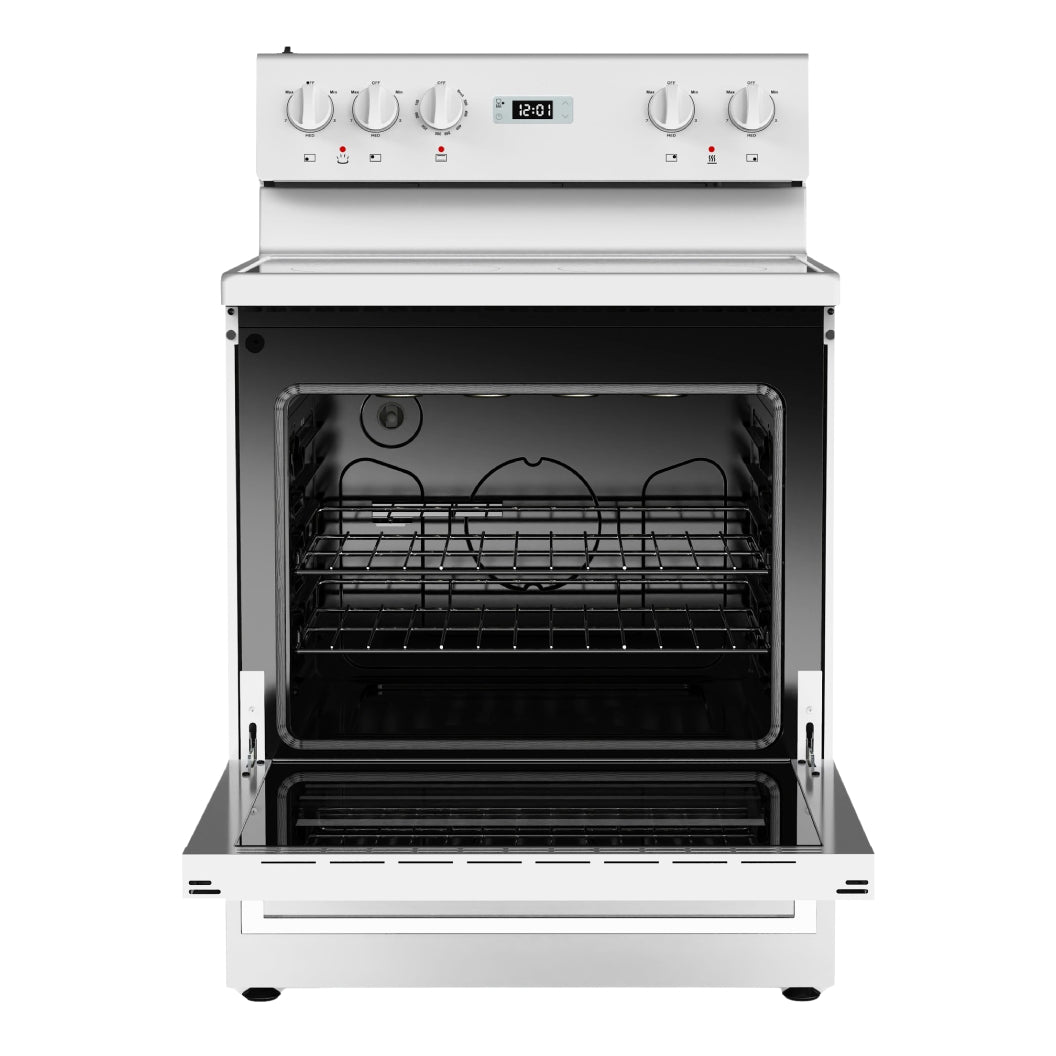 Cuisinière électrique 30 po, 4,8 pi³ Blanc avec nettoyage à la vapeur