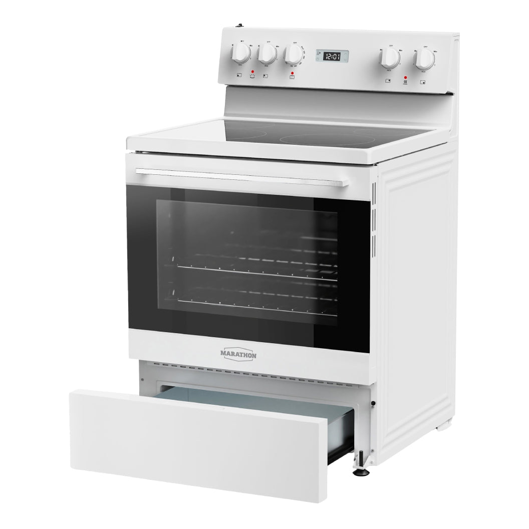 Cuisinière électrique 30 po, 4,8 pi³ Blanc avec nettoyage à la vapeur