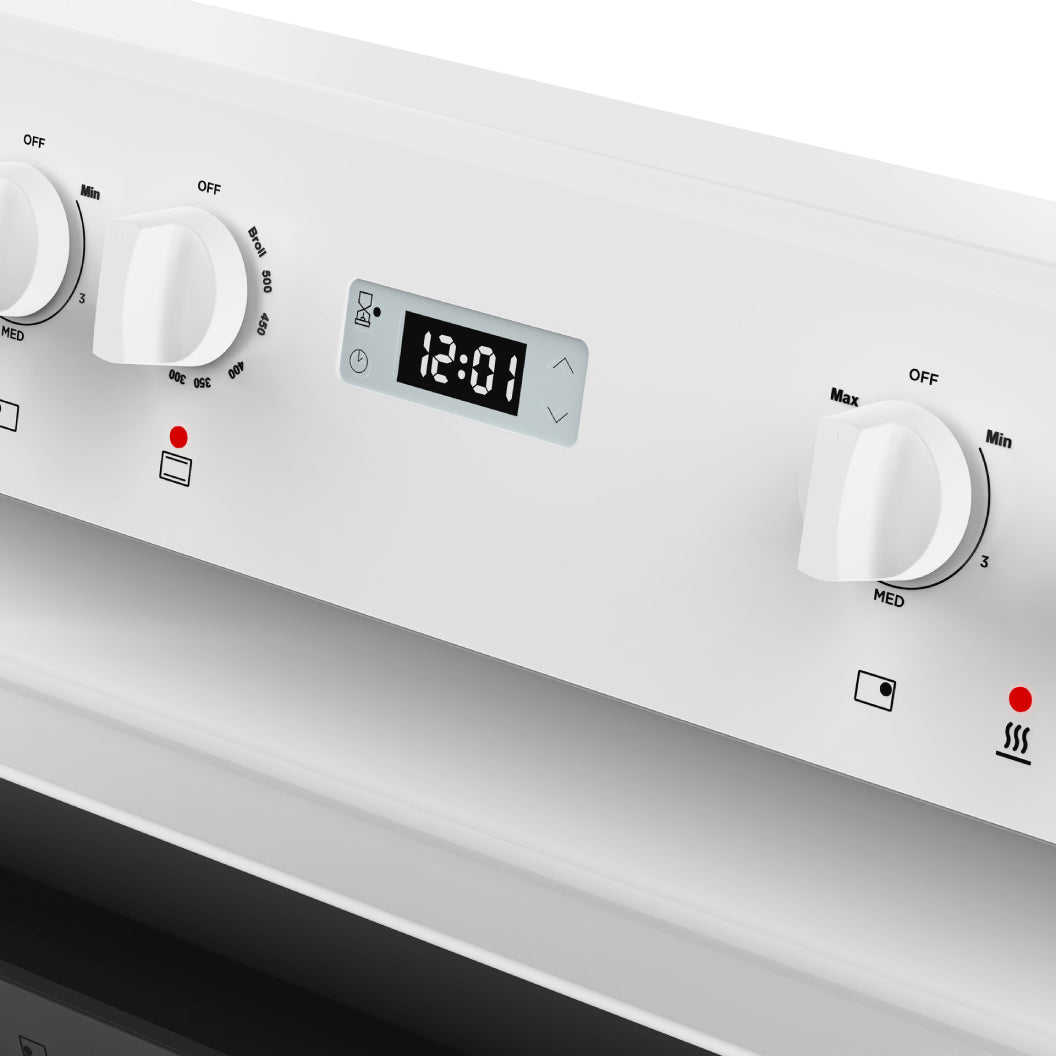 Cuisinière électrique 30 po, 4,8 pi³ Blanc avec nettoyage à la vapeur