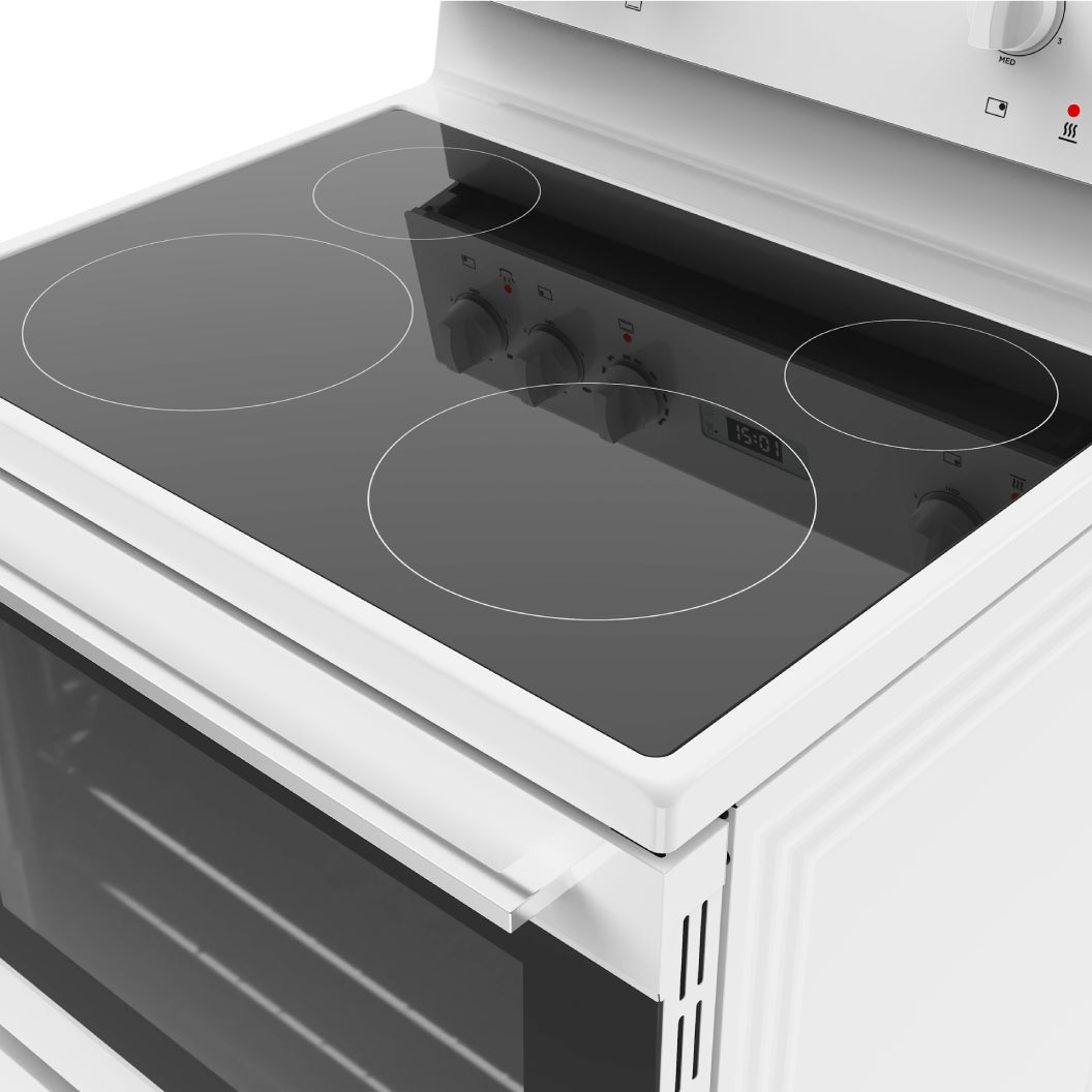 Cuisinière électrique 30 po, 4,8 pi³ Blanc avec nettoyage à la vapeur