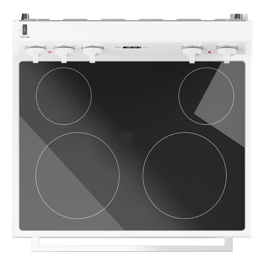 Cuisinière électrique 30 po, 4,8 pi³ Blanc avec nettoyage à la vapeur