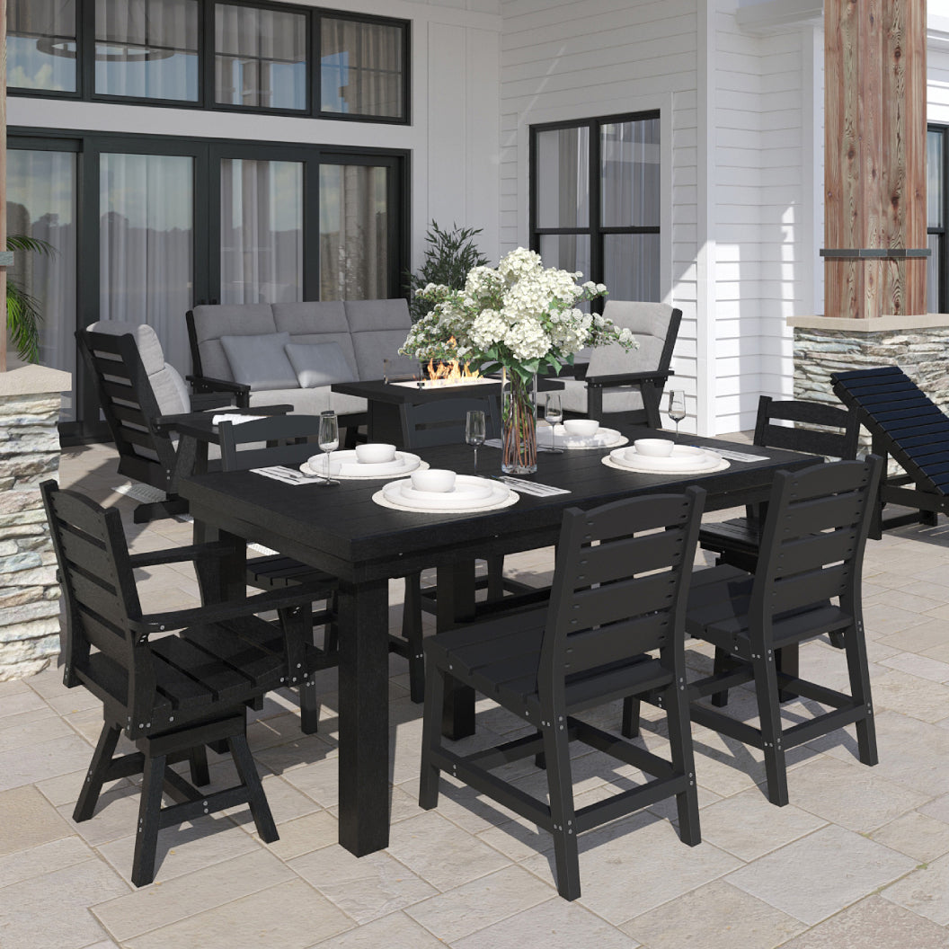 Chaise de salle à manger extérieure pivotante en plastique recyclé - Napa C322