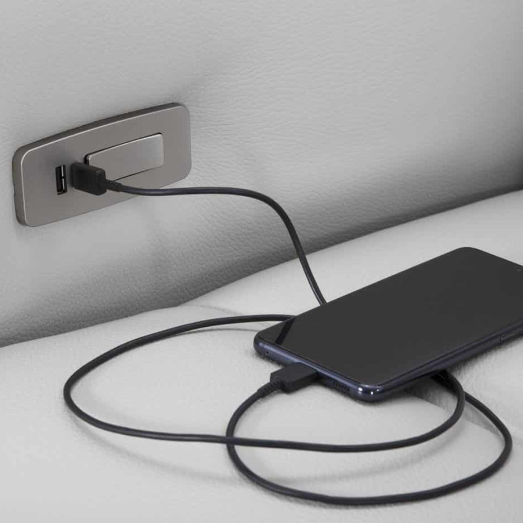 Fauteuil berçant, pivotant et motorisé en cuir avec soutien lombaire et dossier chauffant - Echo