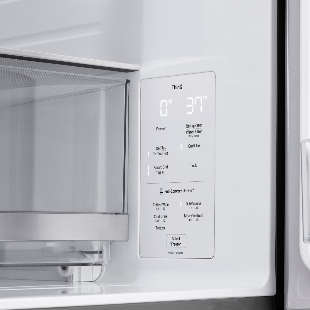 Réfrigérateur porte française 36 po, 29 pi³ 4 portes Inox avec InstaView, MyColor et Mini Craft Ice