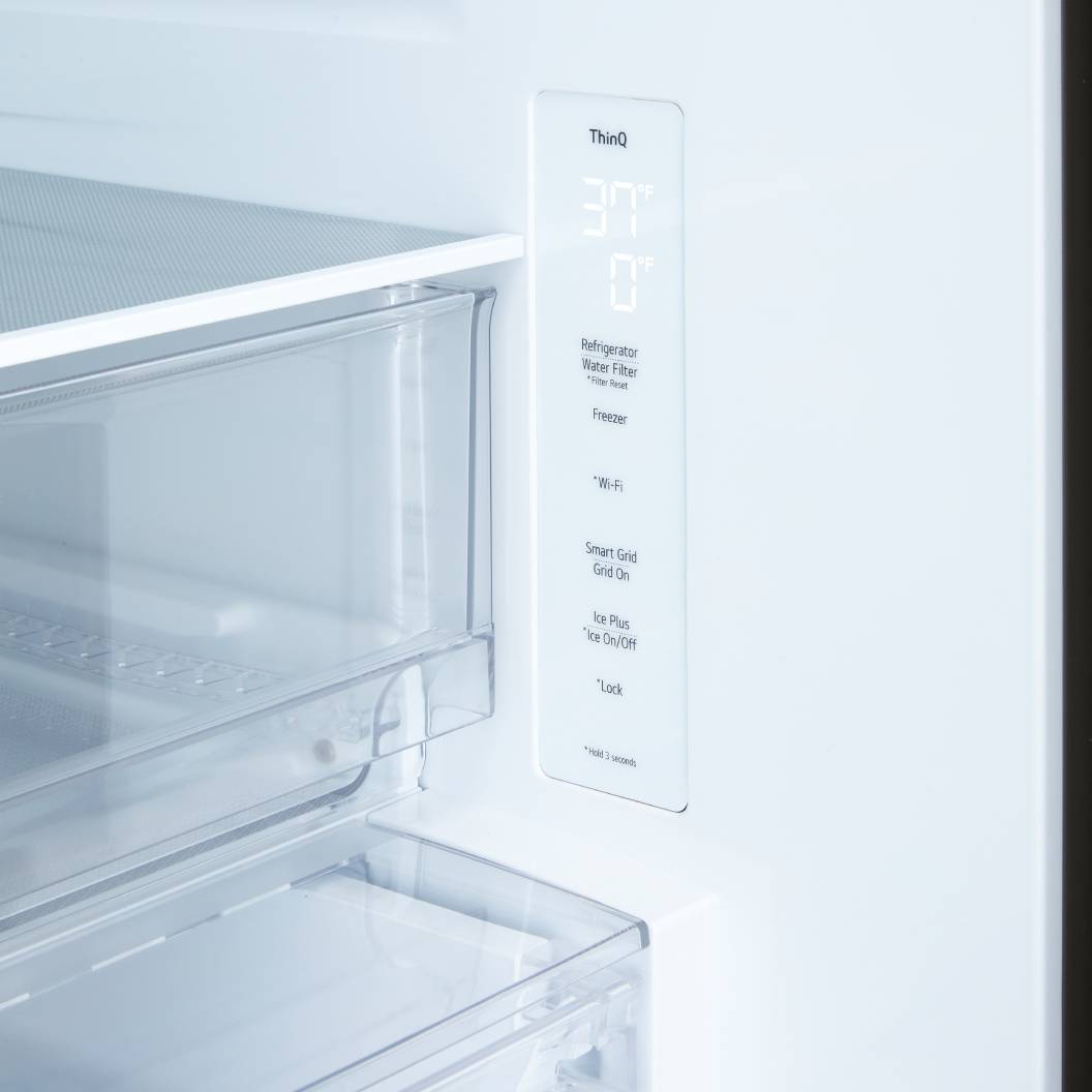 Réfrigérateur à congélateur inférieur 33 po, 25,5 pi³ Inox avec compresseur intelligent et Wi-Fi