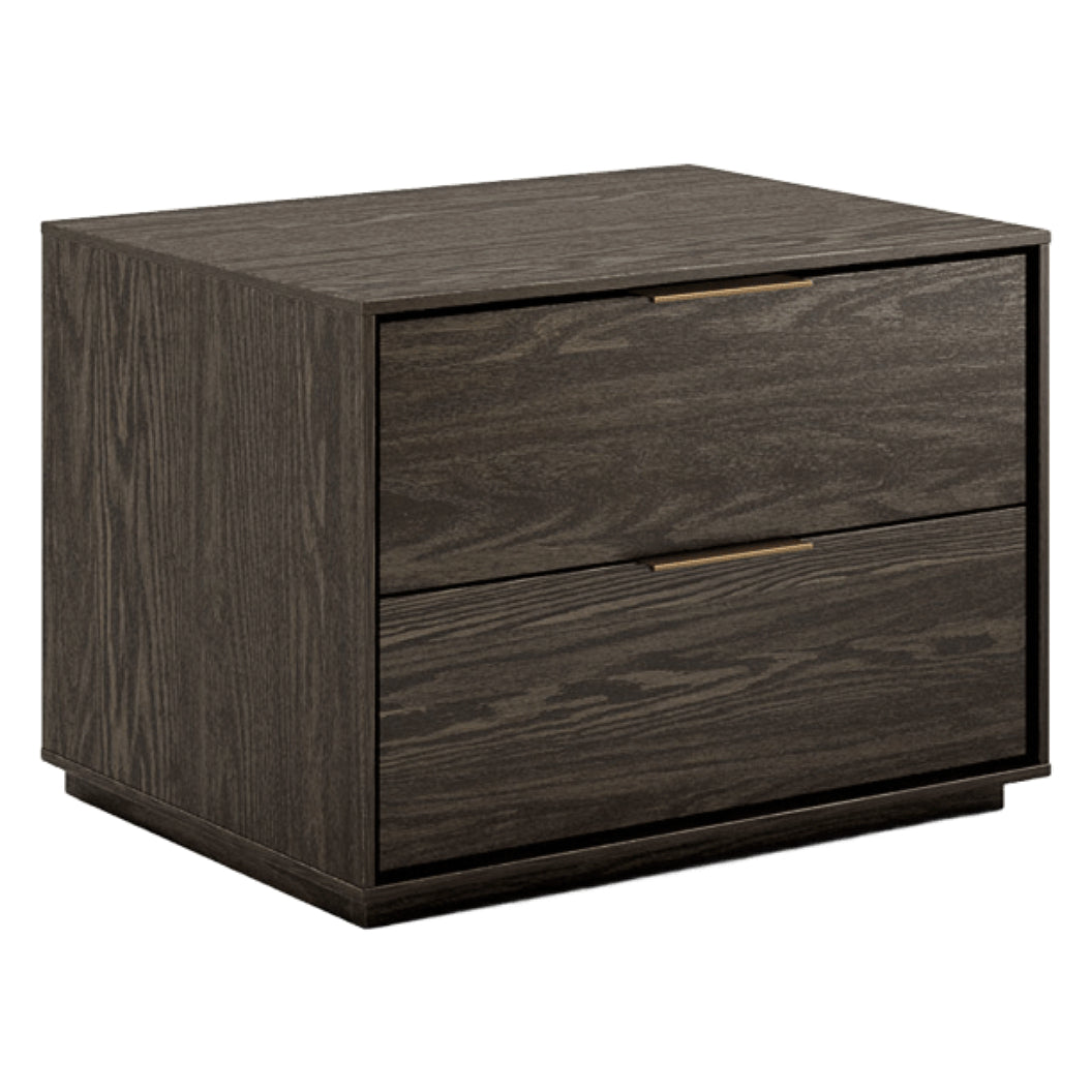 Table de chevet à 2 tiroirs en bois de noyer foncé - Amelia